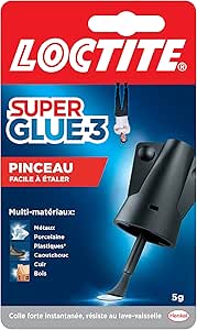 Envase de adhesivo instantáneo Loctite Super Glue-3 de 5 gramos con aplicador en pincel.