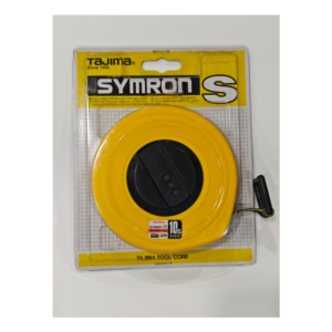 Cinta métrica de fibra de vidrio Tajima Symron-S de 10 metros en carcasa protectora.