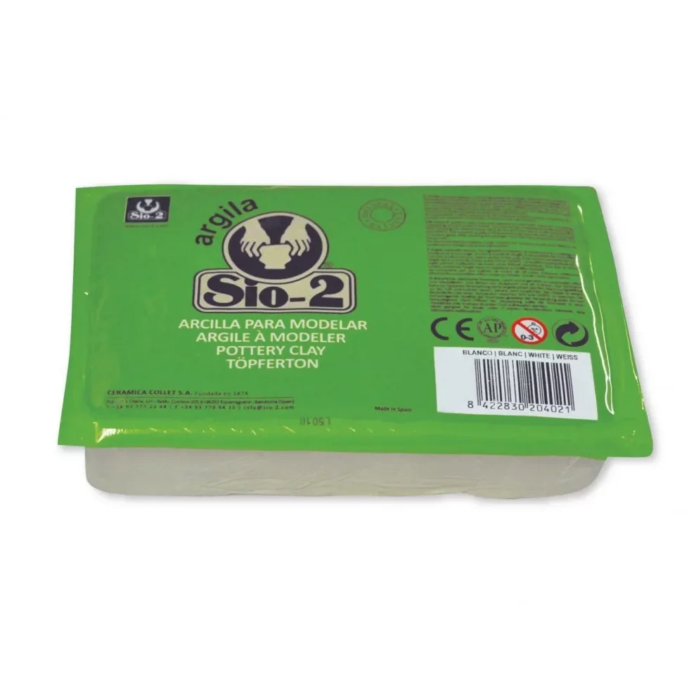 Paquete de arcilla natural blanca SIO-2 de 1,5 kg para escultura y modelado.